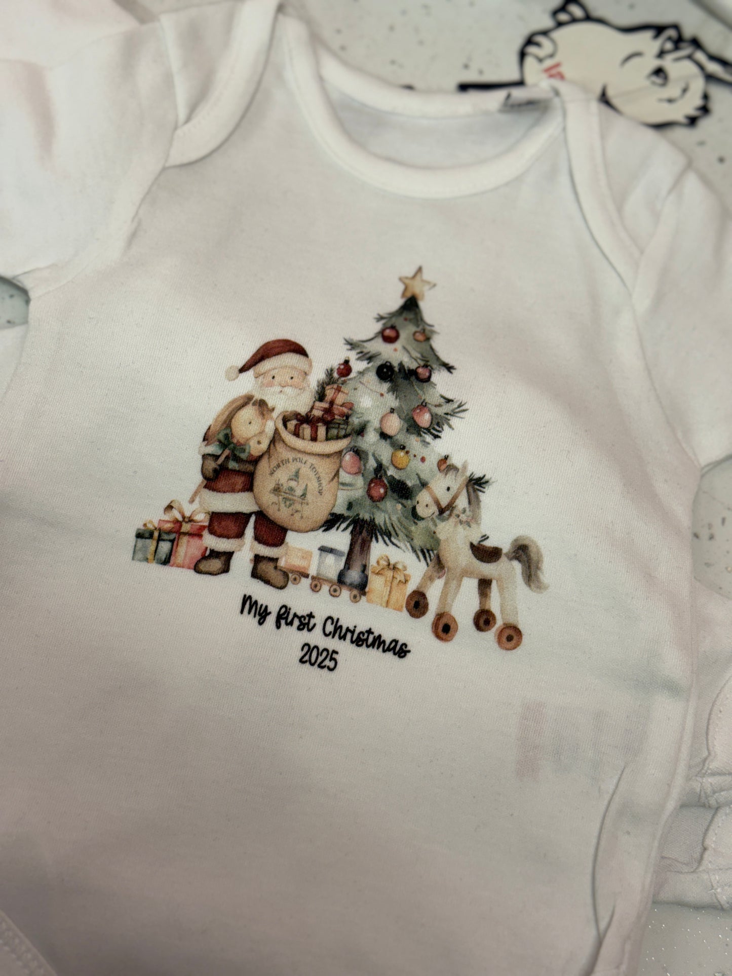 First Christmas Santa/Tree Vest 0-3 months (NON PERSONALISED)