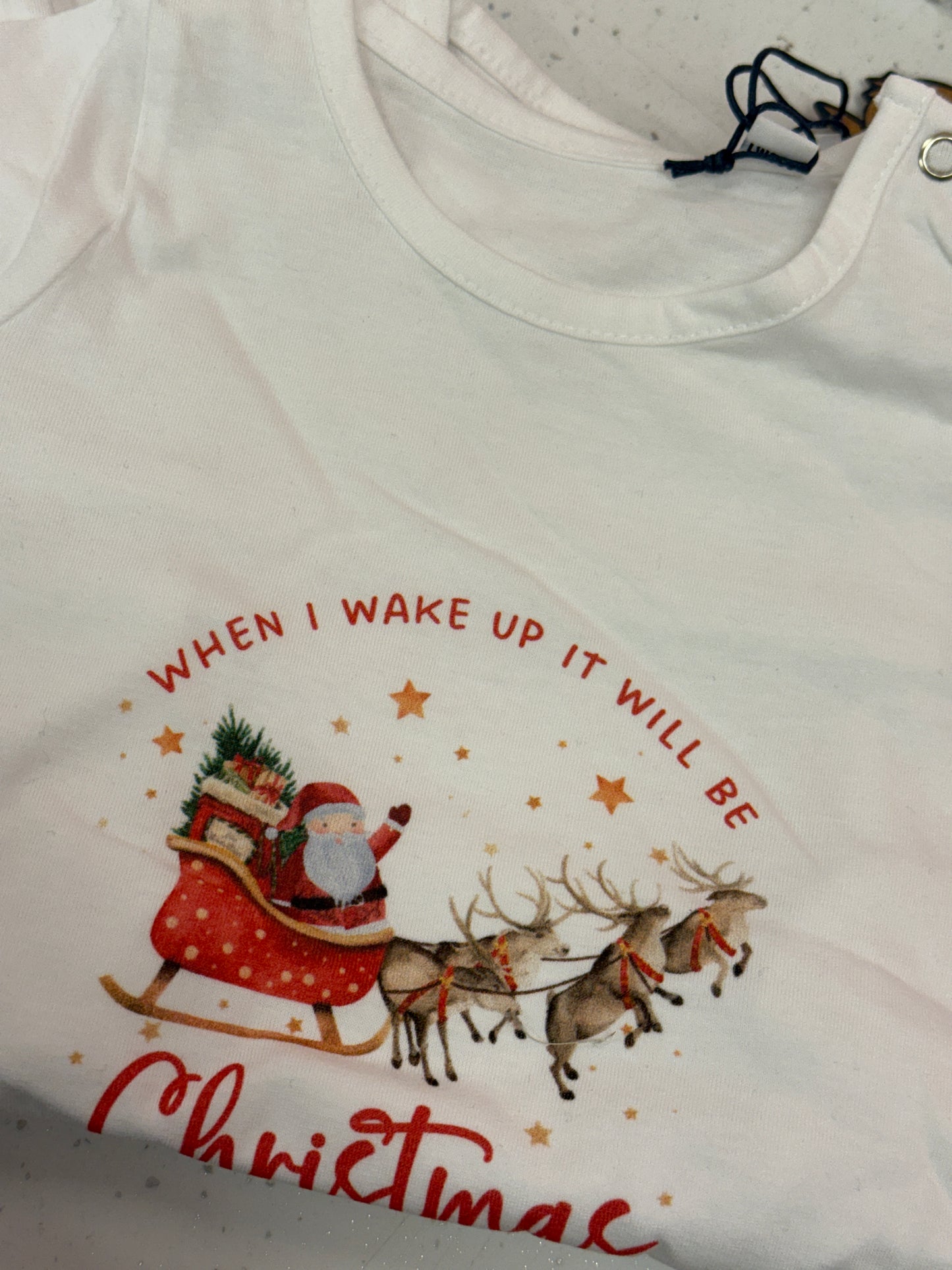 When I Wake Up Sleigh Christmas Babygro 12-18 months (NON PERSONALISED)