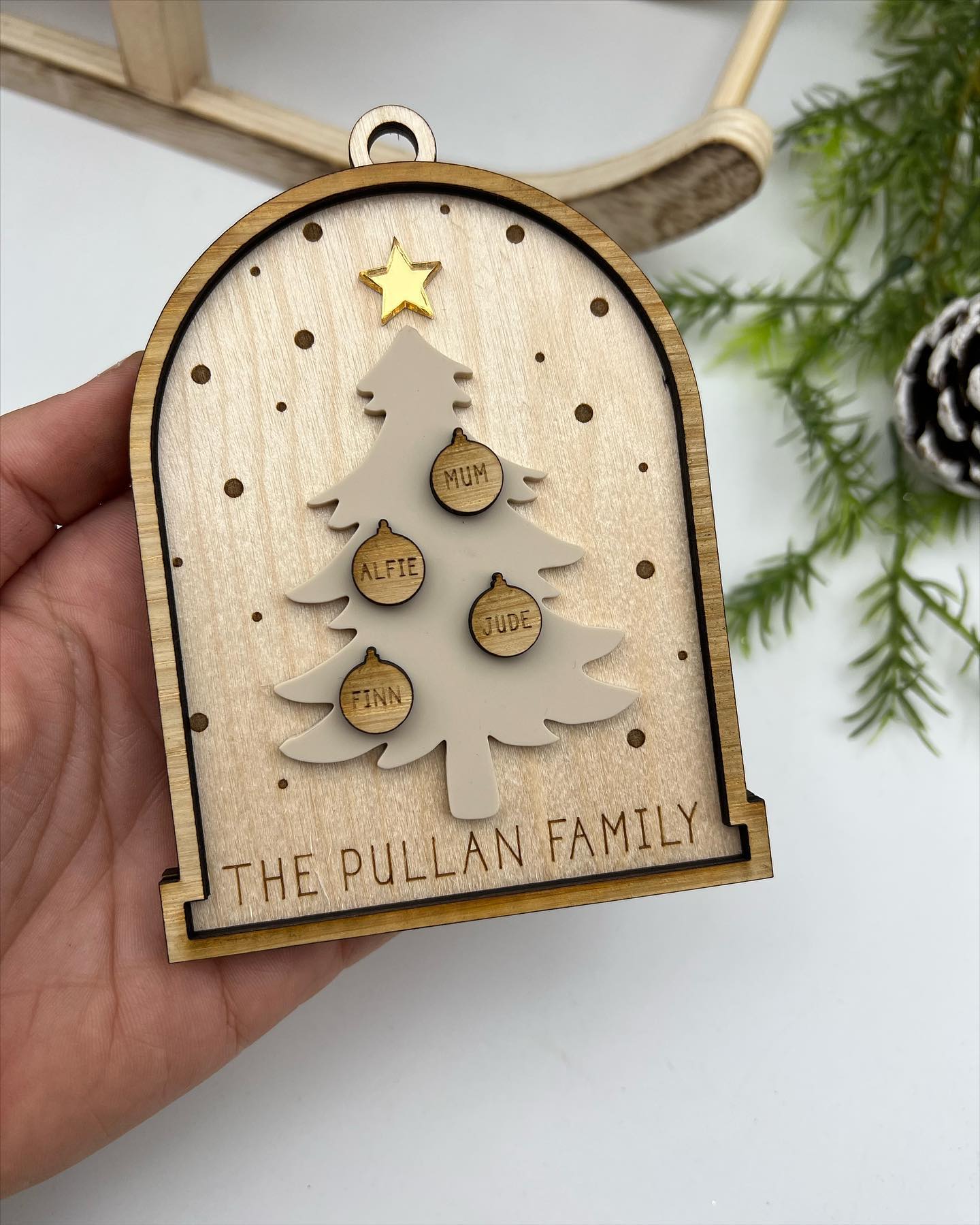 2023 Snowglobe & Tree Wooden Bauble