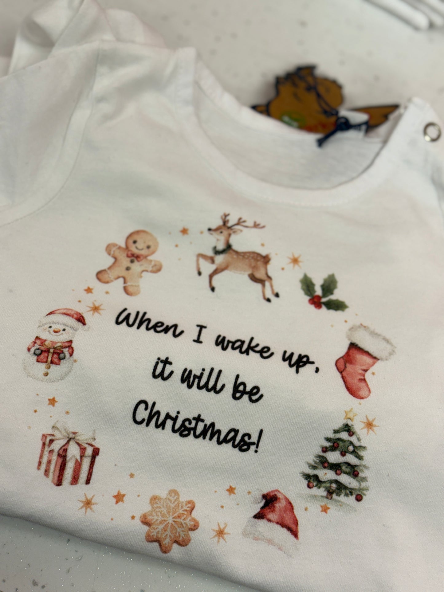 When I Wake Up Wreath Christmas Babygro 12-18 months (NON PERSONALISED)