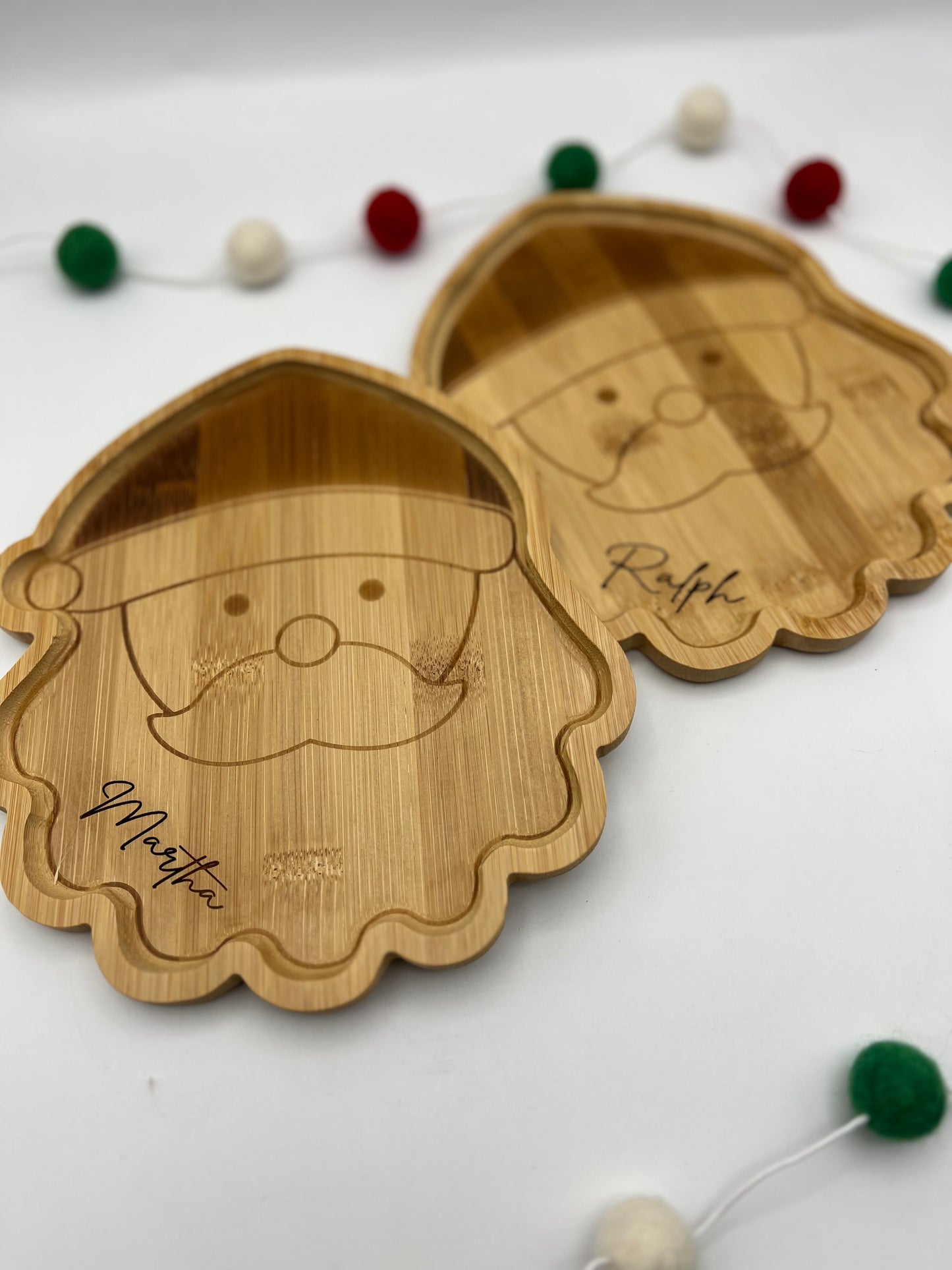 Engraved Santa Bamboo plate