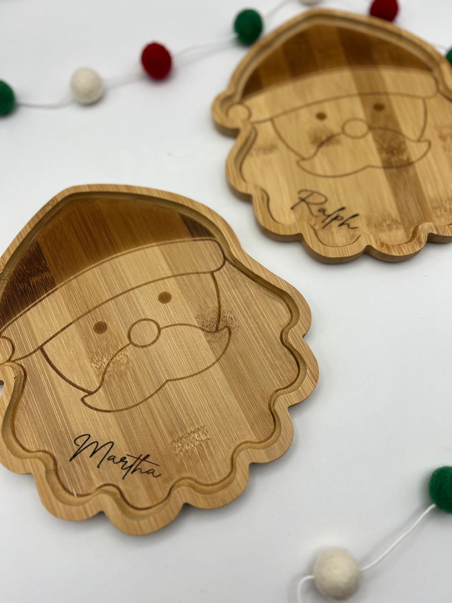 Engraved Santa Bamboo plate