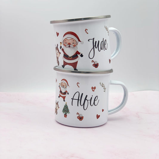 Santa & Mrs Claus Enamel Mug