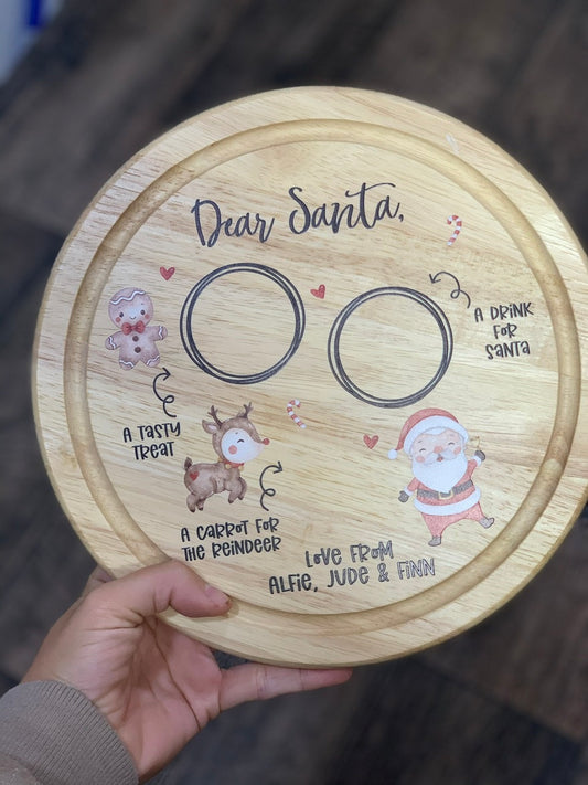 Santa & Reindeer Round Christmas Eve Treat Board