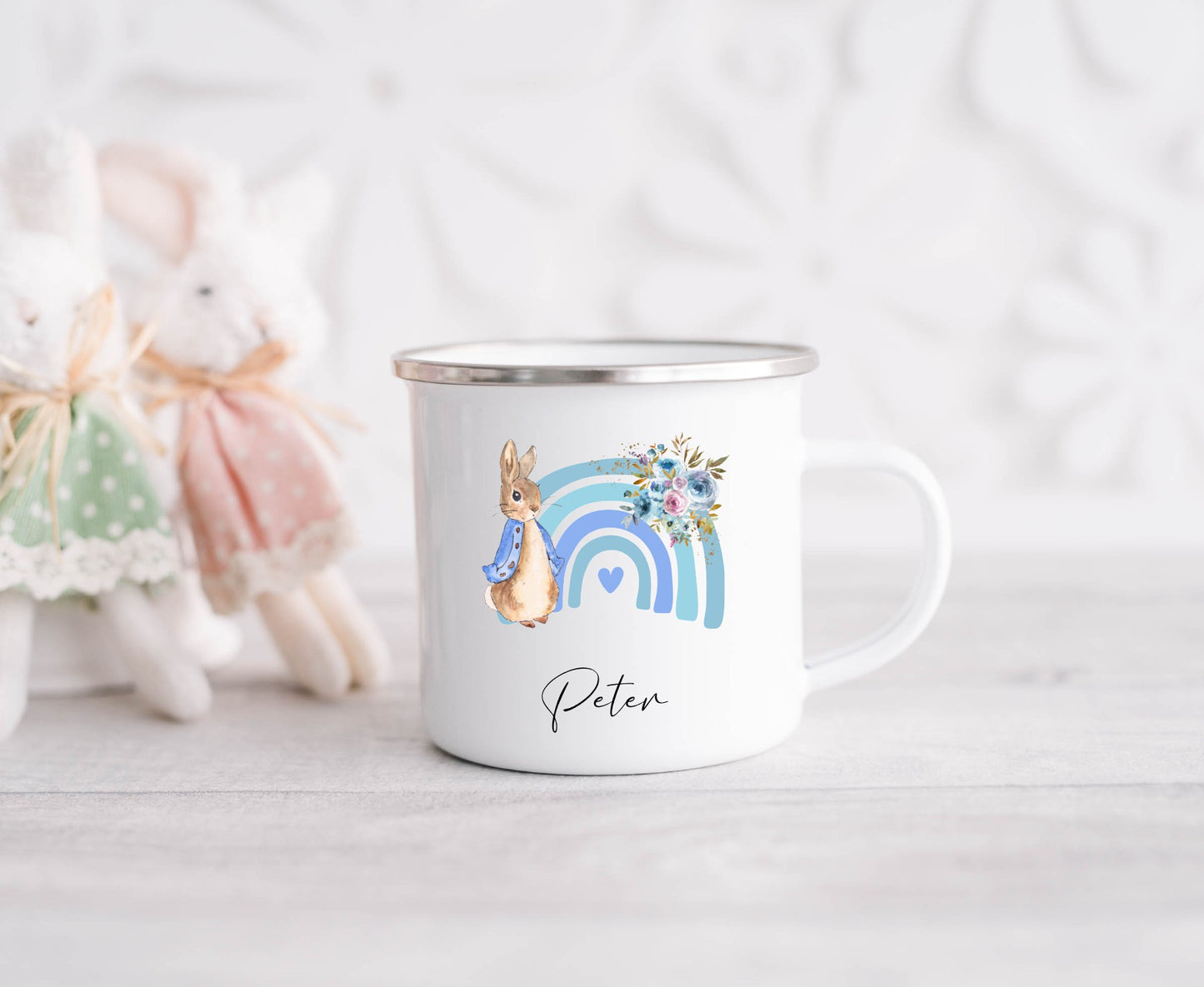 Rainbow Bunny Rabbit Personalised Easter Mug