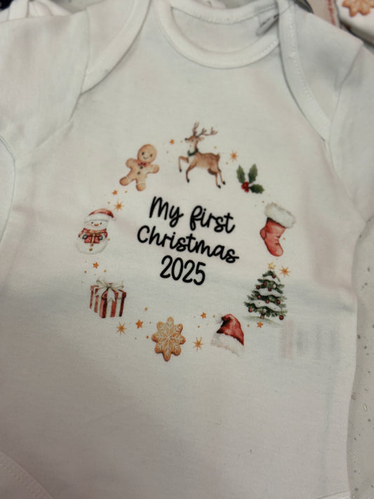 First Christmas Wreath Vest  0-3 months (NON PERSONALISED)