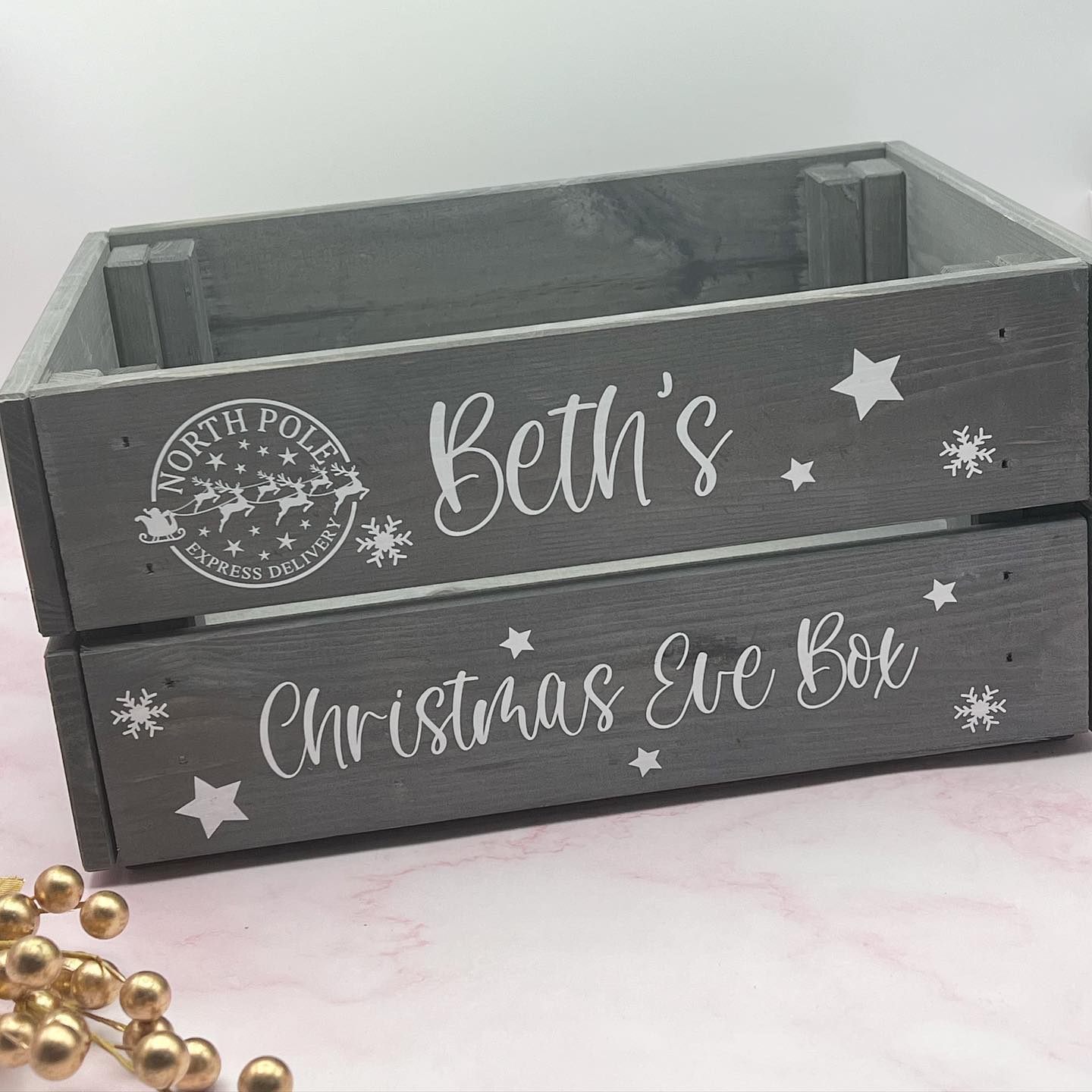 Grey Name Christmas Crate