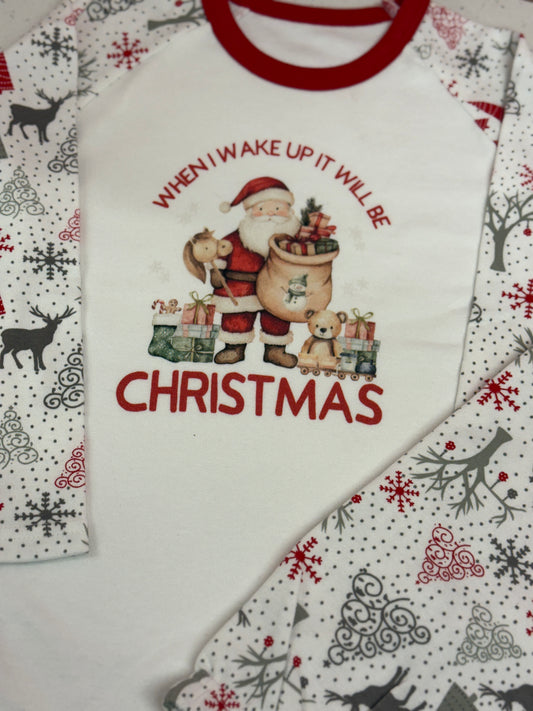 When I Wake Up Santa Christmas Pyjamas 3-4years  (NON PERSONALISED)