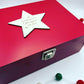 Seconds quality - Red wooden Christmas Eve box with personalised star
