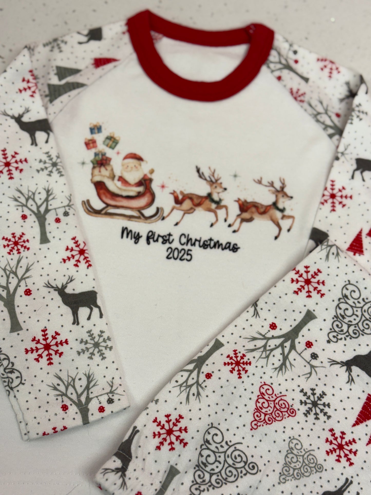 My First Christmas Sleigh Pyjamas 6-12 month  (NON PERSONALISED)