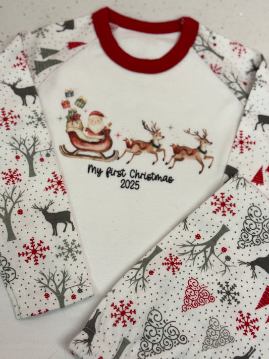 My First Christmas Sleigh Pyjamas 6-12 month  (NON PERSONALISED)