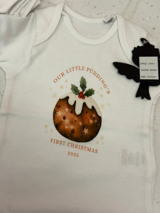 First Christmas Pudding Vest  0-3 months (NON PERSONALISED)