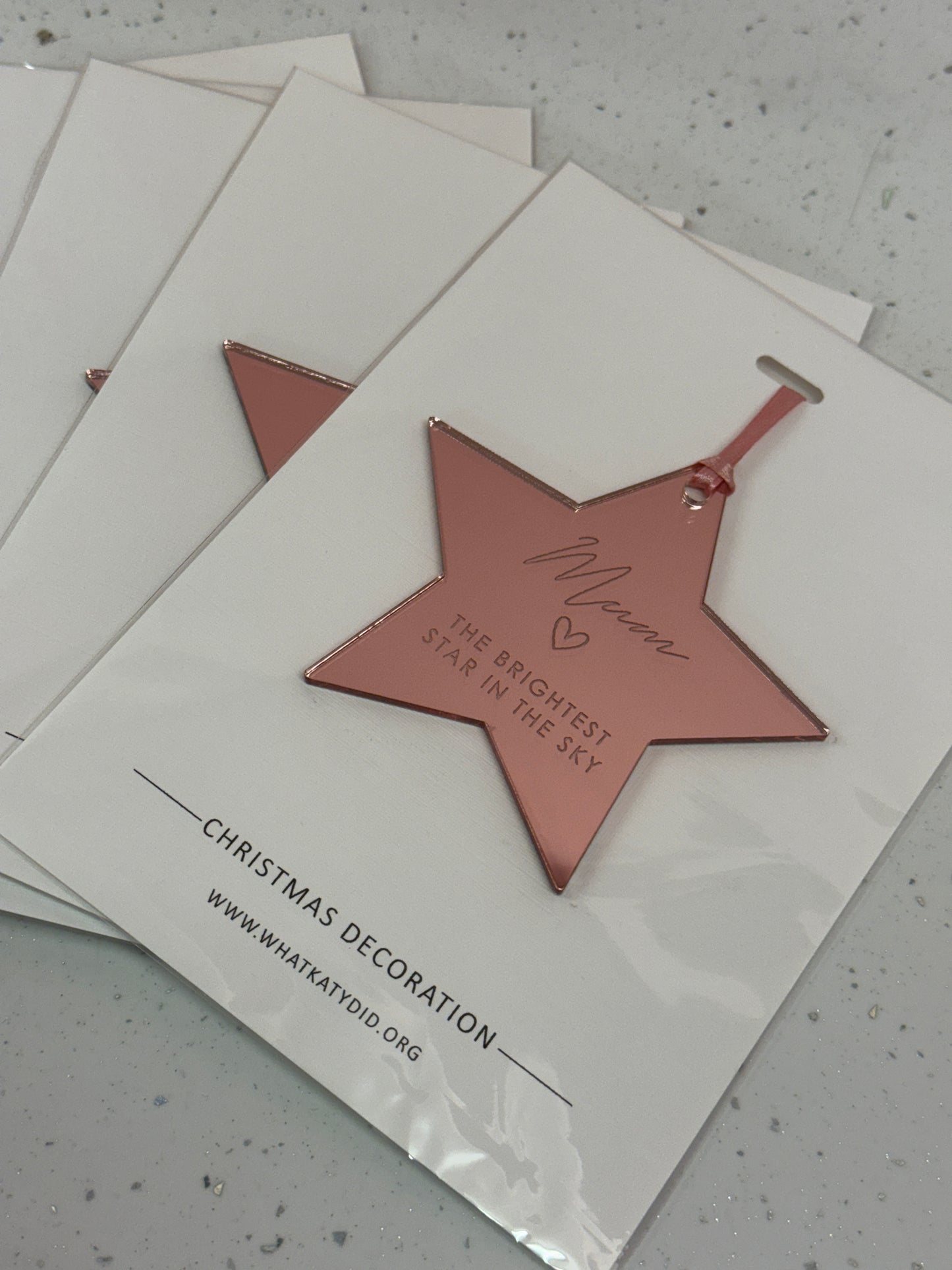 Rose Gold Mum Memorial Star Bauble