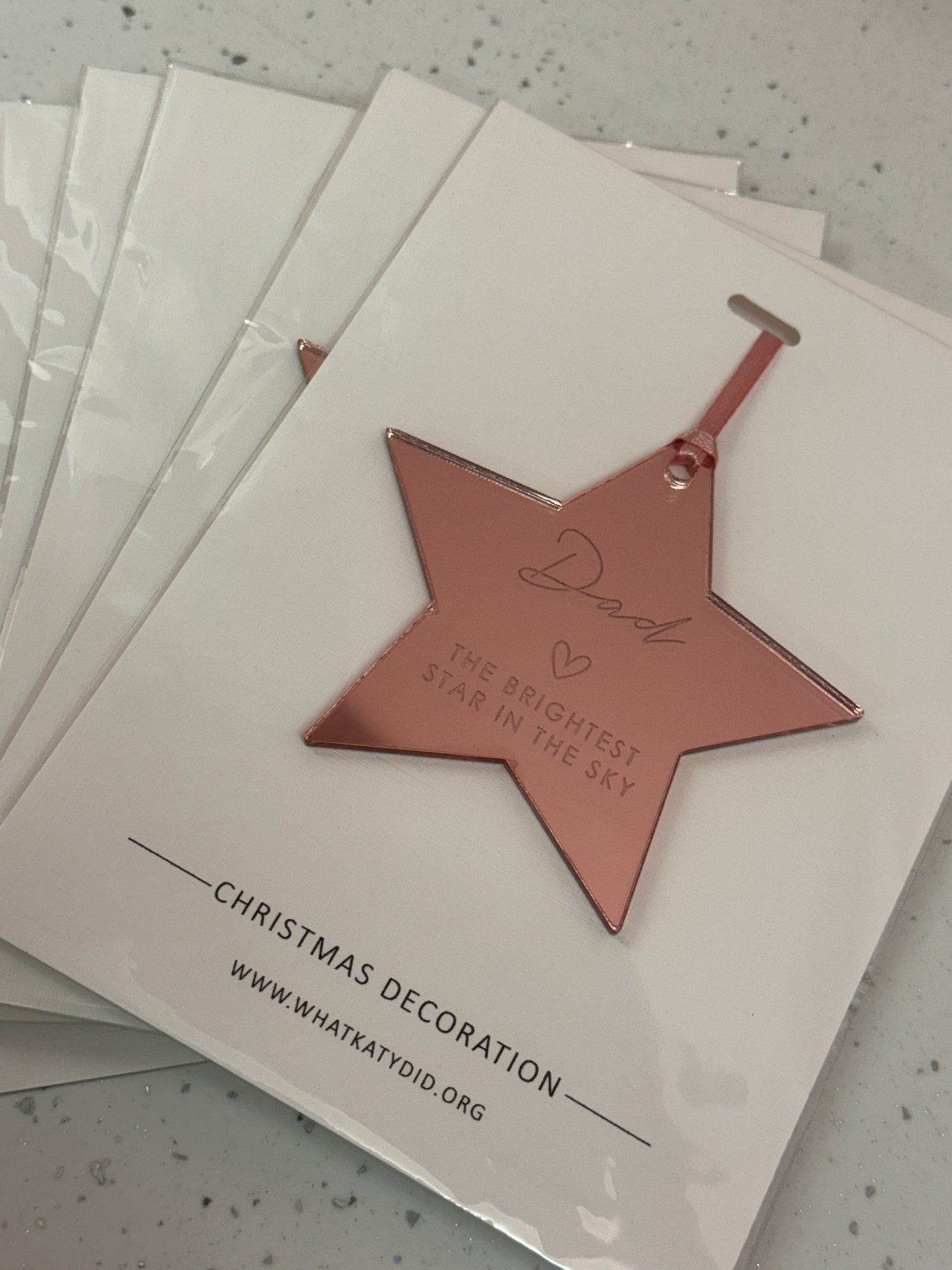 Rose Gold Dad Memorial Star Bauble