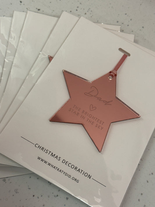 Rose Gold Dad Memorial Star Bauble