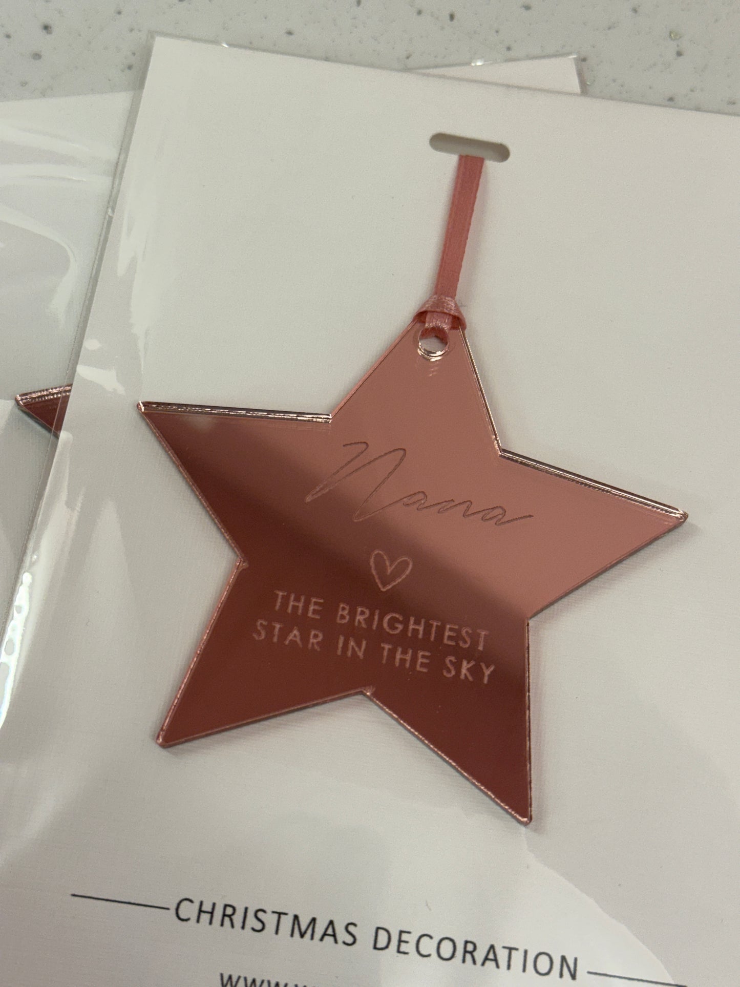 Rose Gold Nana Memorial Star Bauble