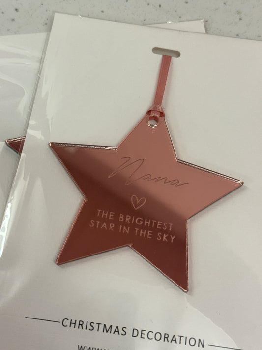 Rose Gold Nana Memorial Star Bauble