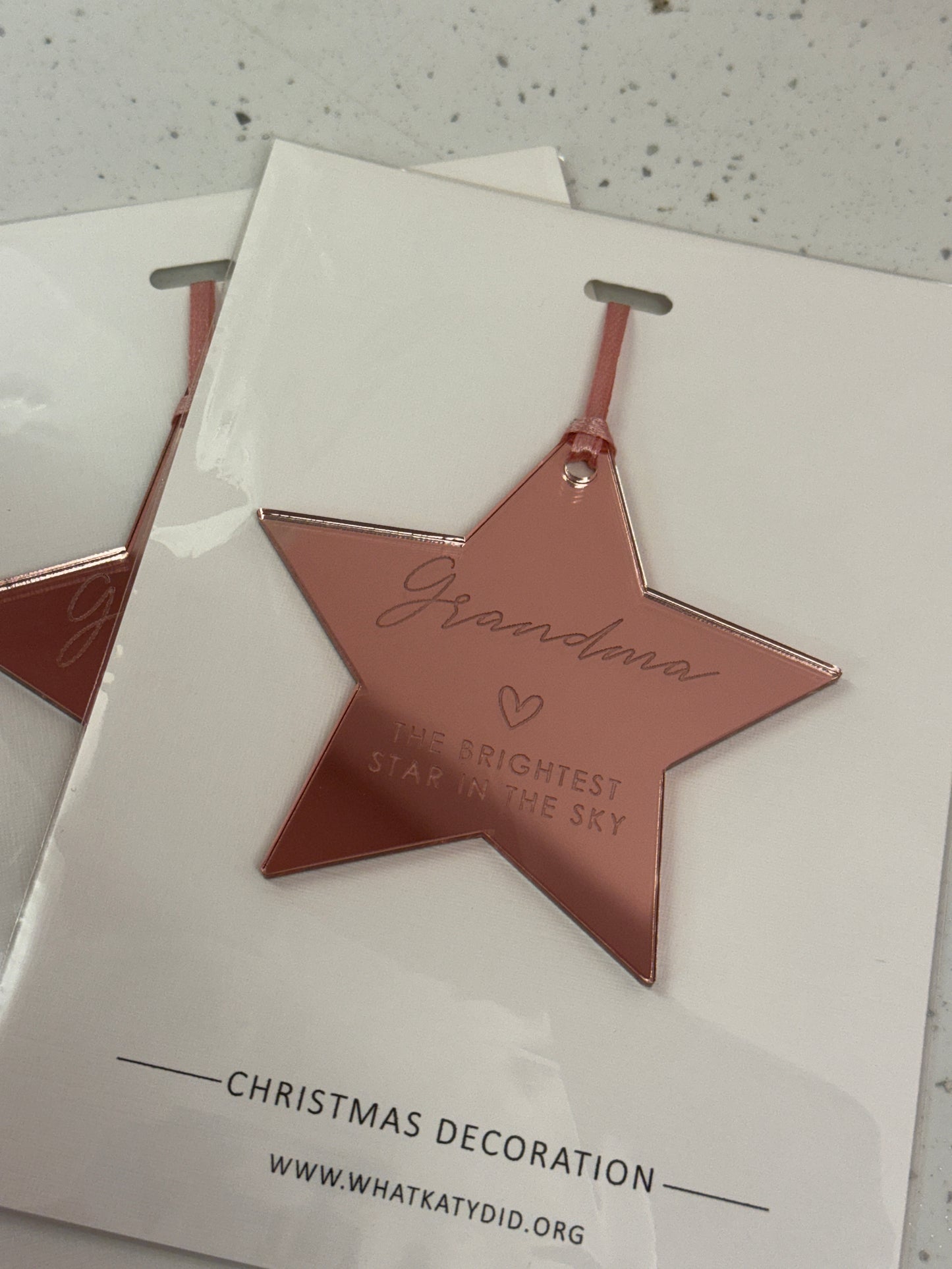 Rose Gold Grandma Memorial Star Bauble