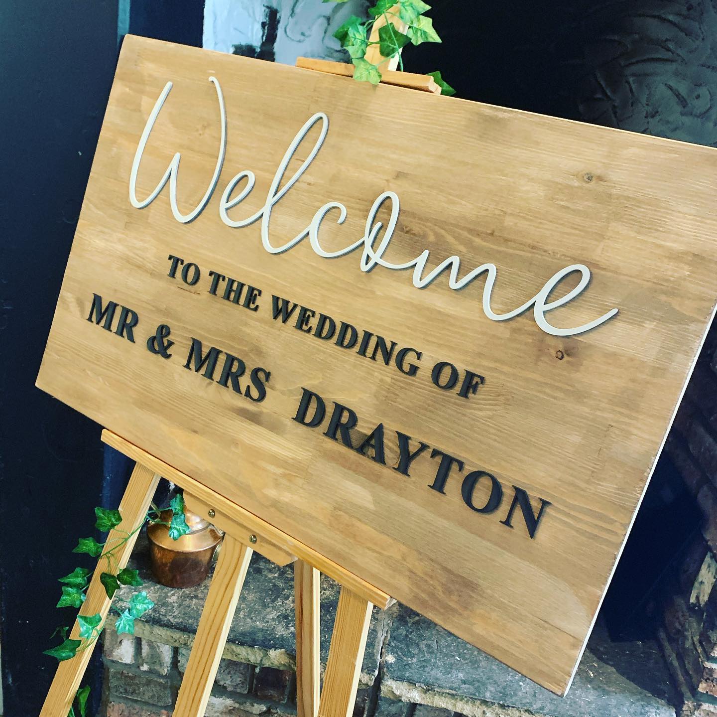 Wooden Personalised Welcome To Our Wedding Sign