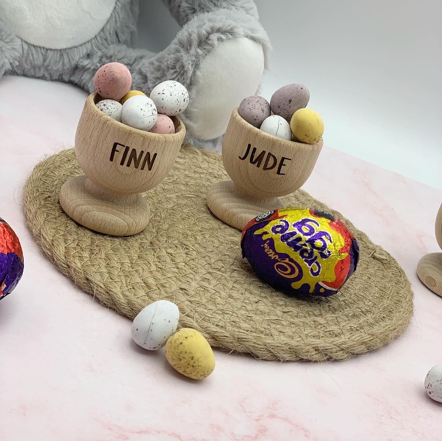 Wooden Engraved Easter Egg Cup