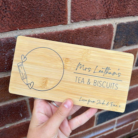 Wooden Printed Tea And Biscuit Board Teacher
