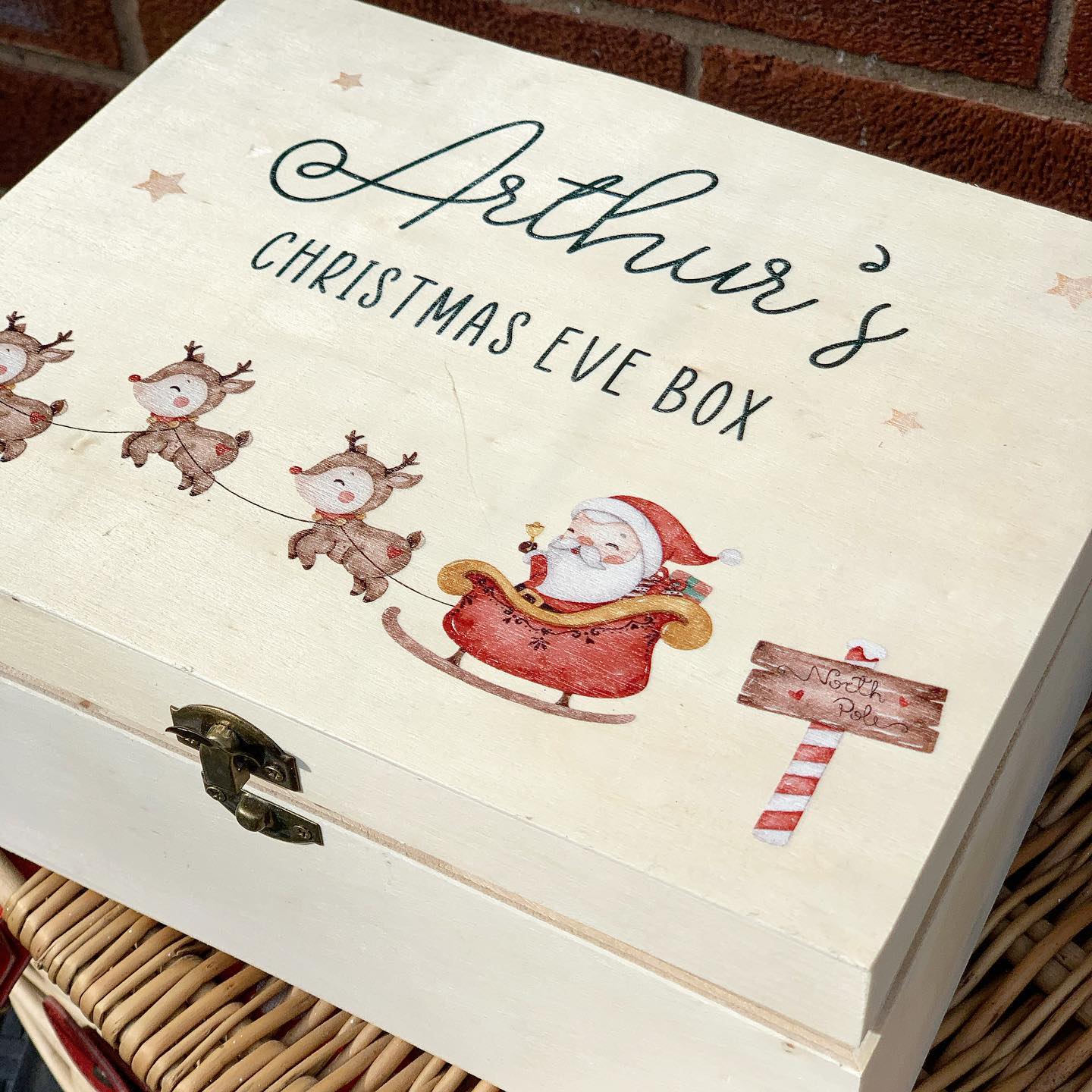 Personalised Christmas Eve Printed Wooden Box